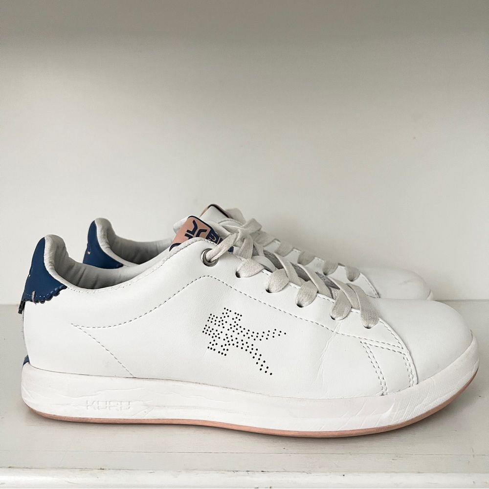 Kuru ROAM White Classic Court Sneaker Women Size 8 Leather Comfort Shoes